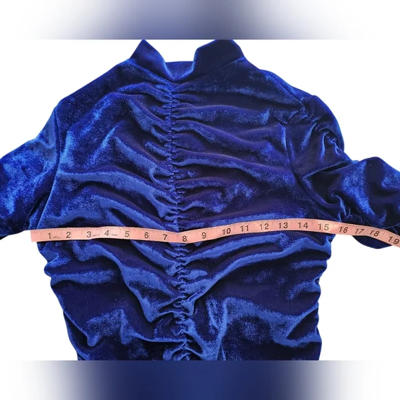 CBR Blue Velvet Long Sleeve Bodycon Dress XL - Picture 7 of 10